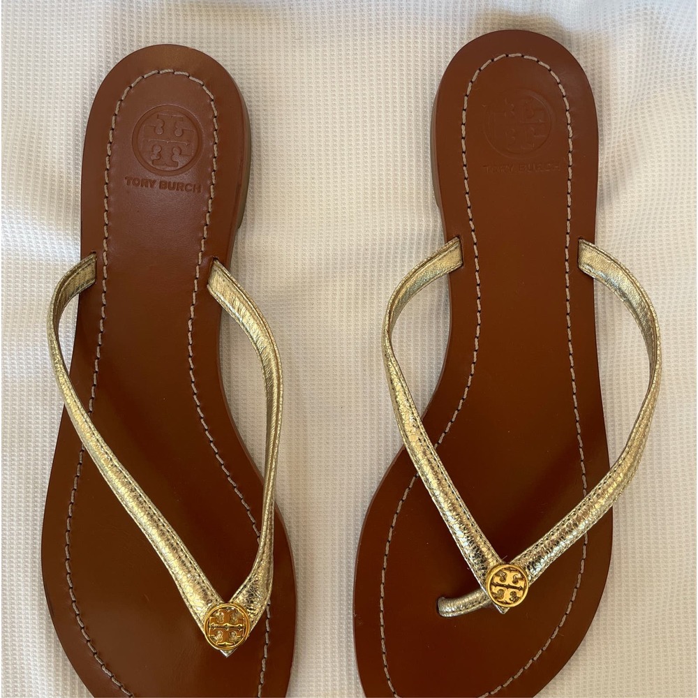 Tory Burch Metallic Flip Flops